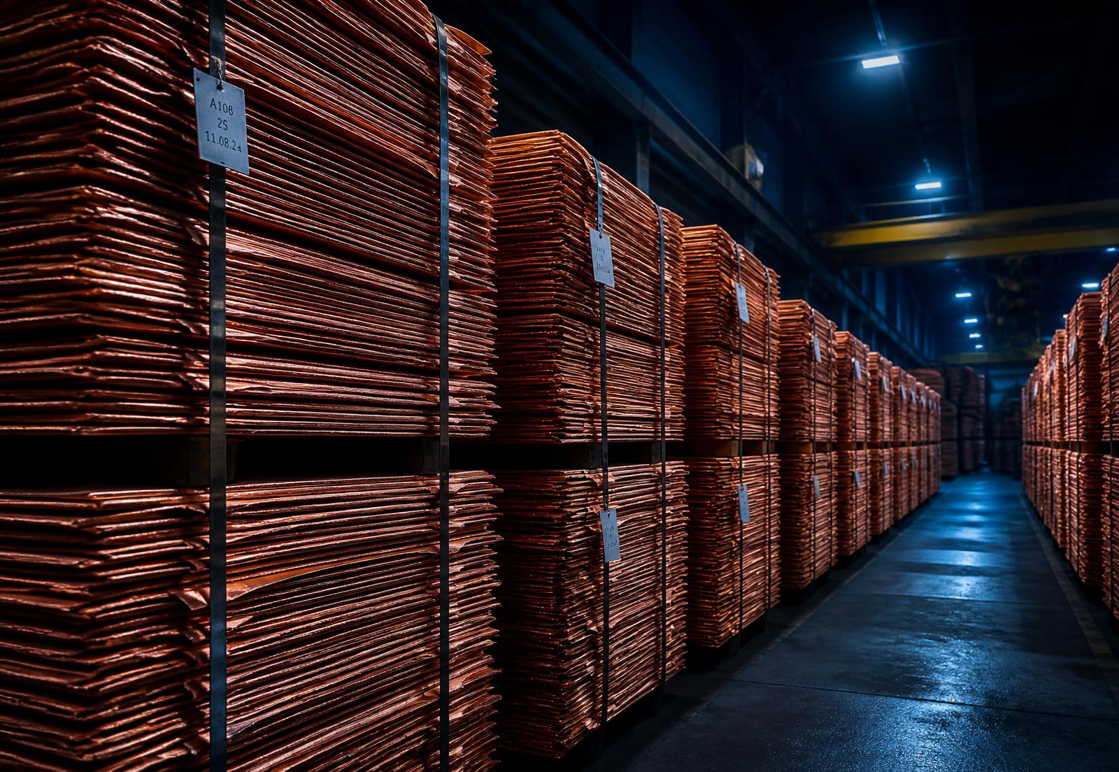 Stacked copper cathode sheets