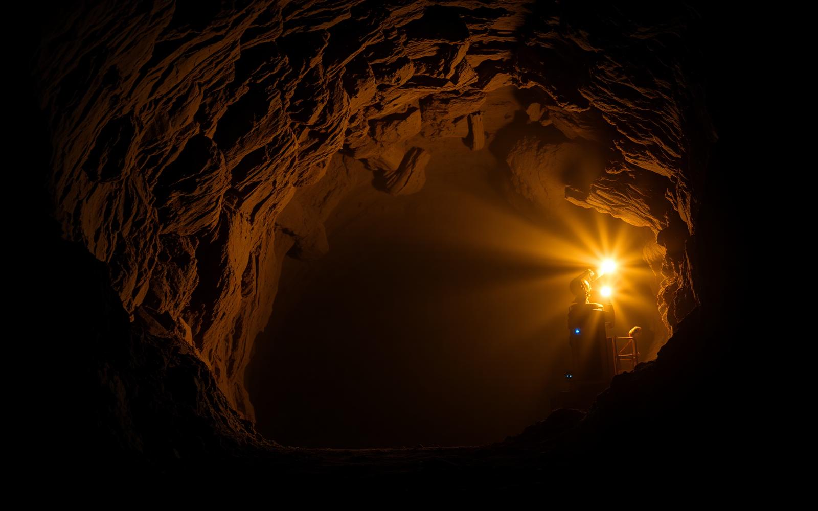 Open-pit mine at golden hour
